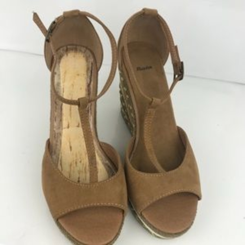Bata ankle strap peep toe espadrille wedges 37